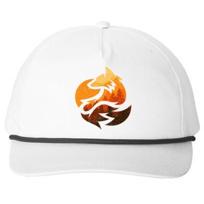 Fox Animal Design Gifts With Nature Trees Hunting Snapback Five-Panel Rope Hat