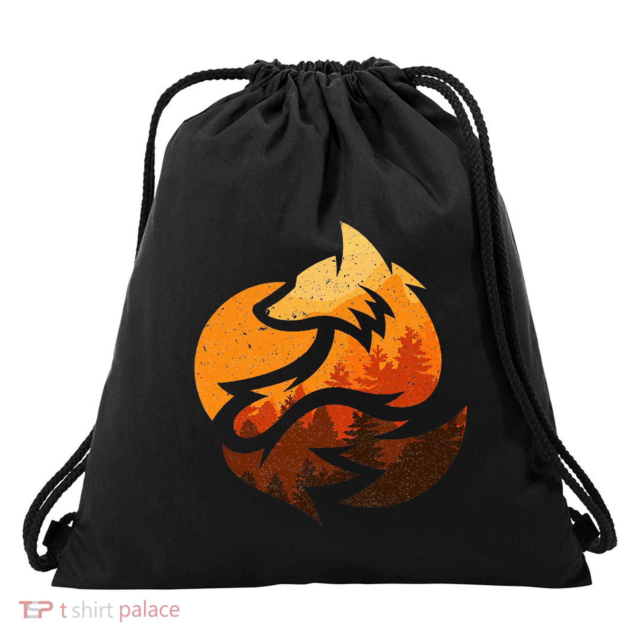 Fox Animal Design Gifts With Nature Trees Hunting Drawstring Bag