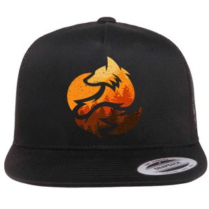 Fox Animal Design Gifts With Nature Trees Hunting Flat Bill Trucker Hat