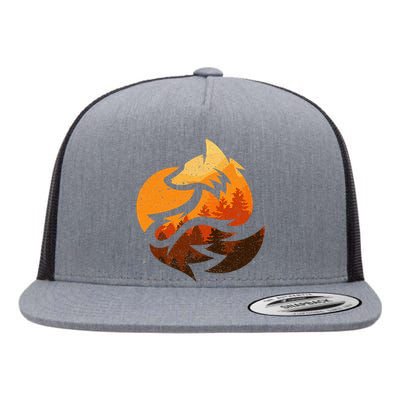 Fox Animal Design Gifts With Nature Trees Hunting Flat Bill Trucker Hat