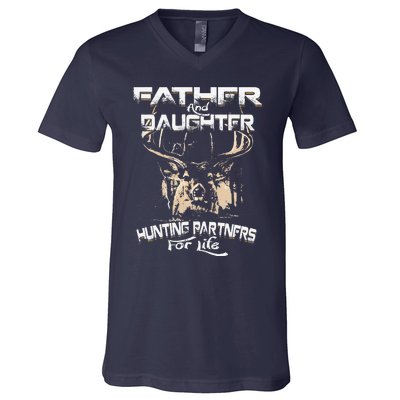 Father And Daughter Hunting Partners For Life Deer Hunter V-Neck T-Shirt