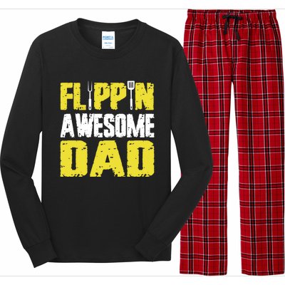 Flippin Awesome Dad Quote Barbecue Chef Dad Meaningful Gift Long Sleeve Pajama Set