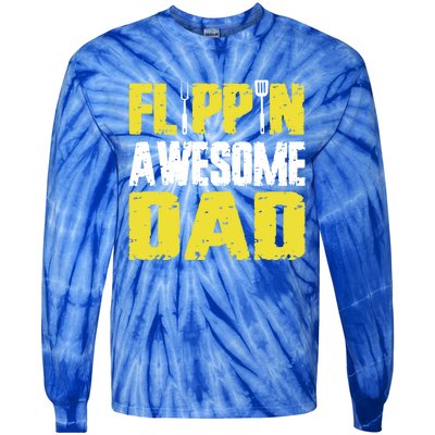 Flippin Awesome Dad Quote Barbecue Chef Dad Meaningful Gift Tie-Dye Long Sleeve Shirt