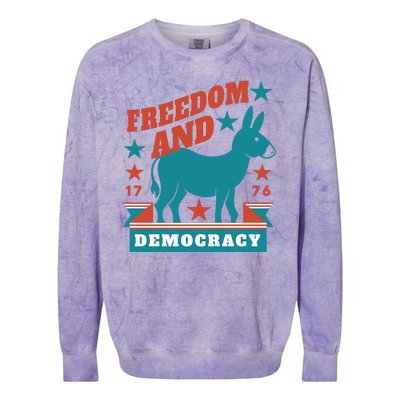 Freedom And Democracy Political Democrat Colorblast Crewneck Sweatshirt