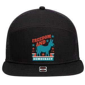 Freedom And Democracy Political Democrat 7 Panel Mesh Trucker Snapback Hat