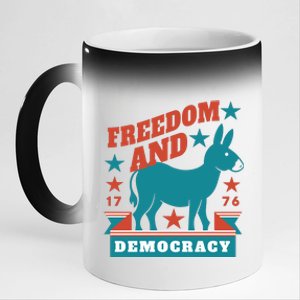 Freedom And Democracy Political Democrat 11oz Black Color Changing Mug