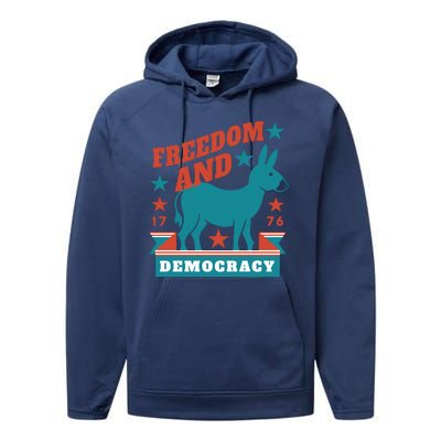 Freedom And Democracy Political Democrat Performance Fleece Hoodie