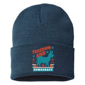 Freedom And Democracy Political Democrat Sustainable Knit Beanie