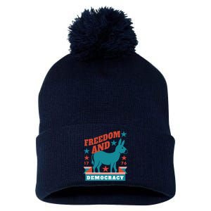 Freedom And Democracy Political Democrat Pom Pom 12in Knit Beanie