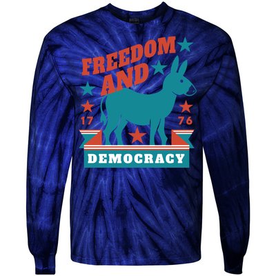 Freedom And Democracy Political Democrat Tie-Dye Long Sleeve Shirt