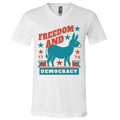 Freedom And Democracy Political Democrat V-Neck T-Shirt