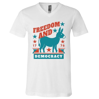 Freedom And Democracy Political Democrat V-Neck T-Shirt