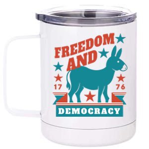 Freedom And Democracy Political Democrat 12 oz Stainless Steel Tumbler Cup