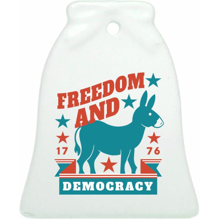 Freedom And Democracy Political Democrat Ceramic Bell Ornament