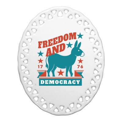 Freedom And Democracy Political Democrat Ceramic Oval Ornament