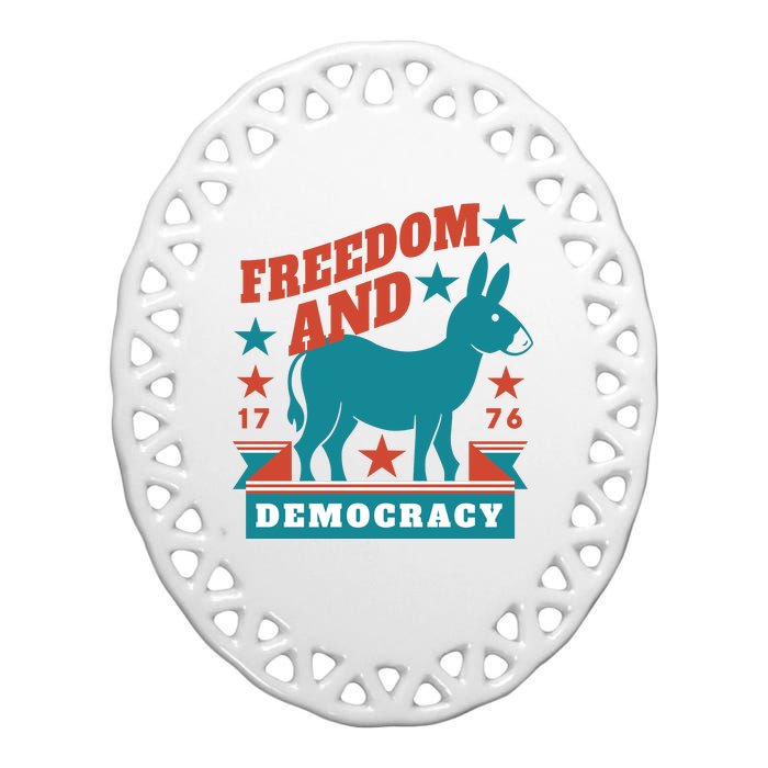 Freedom And Democracy Political Democrat Ceramic Oval Ornament