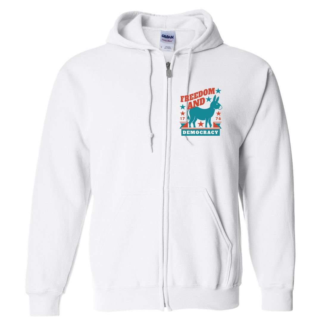 Freedom And Democracy Political Democrat Full Zip Hoodie