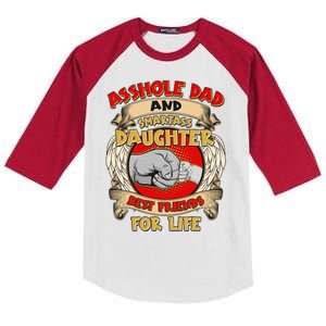 Funny Asshole Dad And Smartass Daughter Bestfriends For Life Kids Colorblock Raglan Jersey