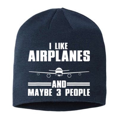 Funny Airplane Design For Men Women Aviation Aviator Pilot Sustainable Beanie