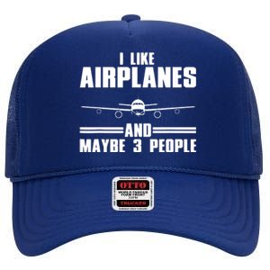 Funny Airplane Design For Men Women Aviation Aviator Pilot High Crown Mesh Back Trucker Hat