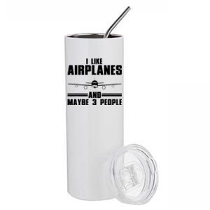 Funny Airplane Design For Men Women Aviation Aviator Pilot Stainless Steel Tumbler