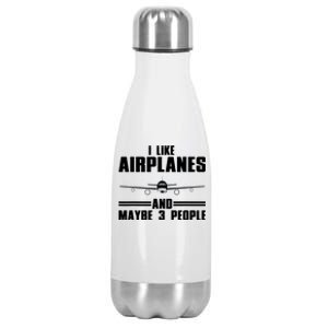 Funny Airplane Design For Men Women Aviation Aviator Pilot Stainless Steel Insulated Water Bottle