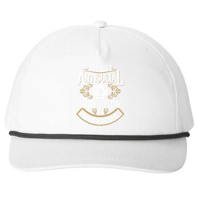 Funny Antisocial Design, Funny Nerdy Gamer Design, Sarcastic Snapback Five-Panel Rope Hat