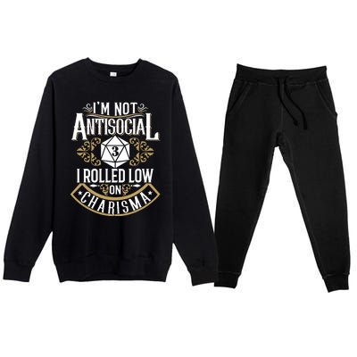 Funny Antisocial Design, Funny Nerdy Gamer Design, Sarcastic Premium Crewneck Sweatsuit Set