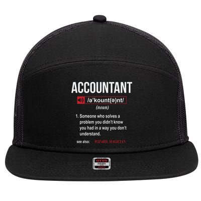 Funny Accountant Definition See Also Wizard 7 Panel Mesh Trucker Snapback Hat