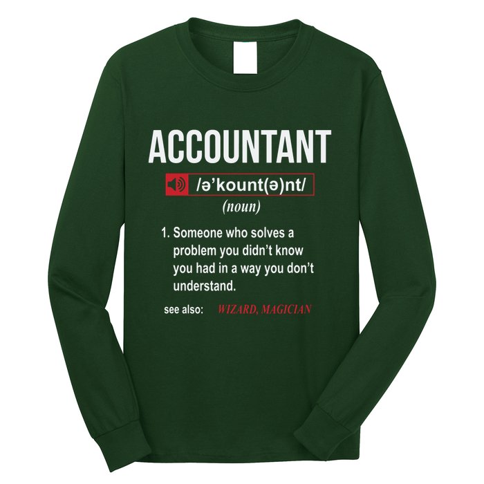 Funny Accountant Definition See Also Wizard Long Sleeve Shirt