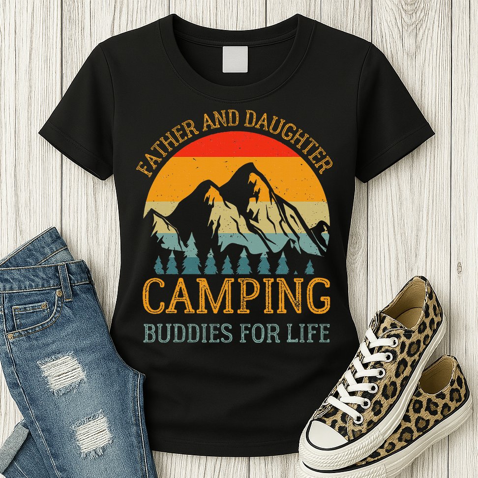 Father And Daughter Camping Buddies For Life Gift For Dad Womens T-Shirt