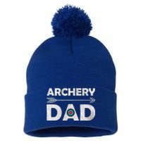 Family Archery Dad Arrow Target Team Photo Gift Pom Pom 12in Knit Beanie