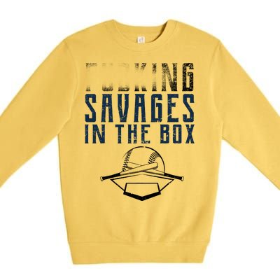 Faded F'n Savages In The Box Baseball Premium Crewneck Sweatshirt