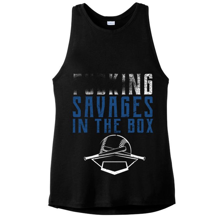 Faded F'n Savages In The Box Baseball Ladies PosiCharge Tri-Blend Wicking Tank