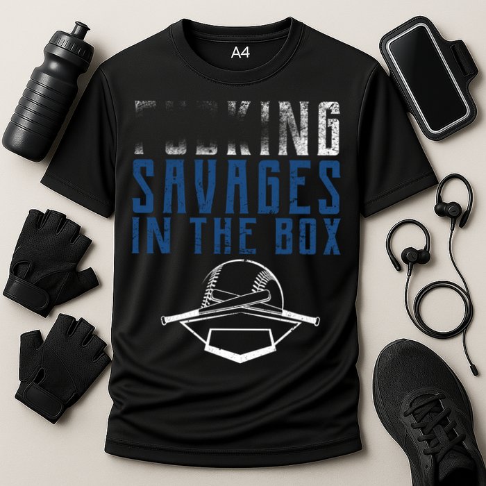 Faded F'n Savages In The Box Baseball Cooling Performance Crew T-Shirt