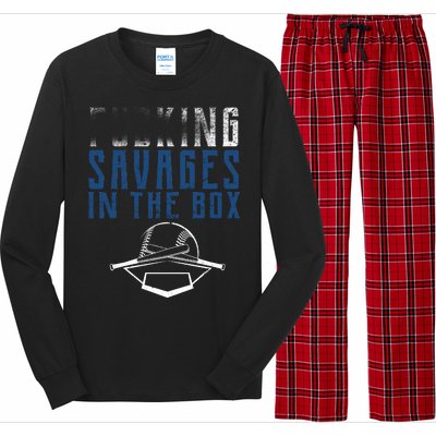 Faded F'n Savages In The Box Baseball Long Sleeve Pajama Set