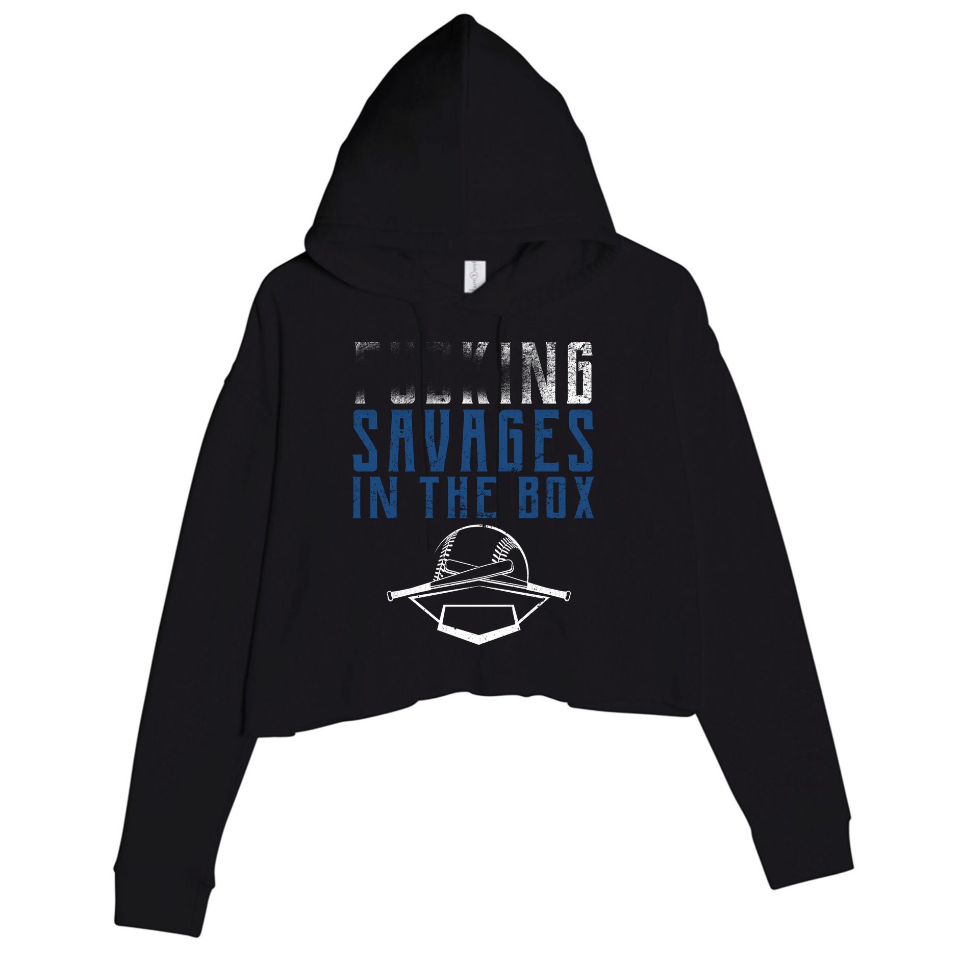 Faded F'n Savages In The Box Baseball Crop Fleece Hoodie