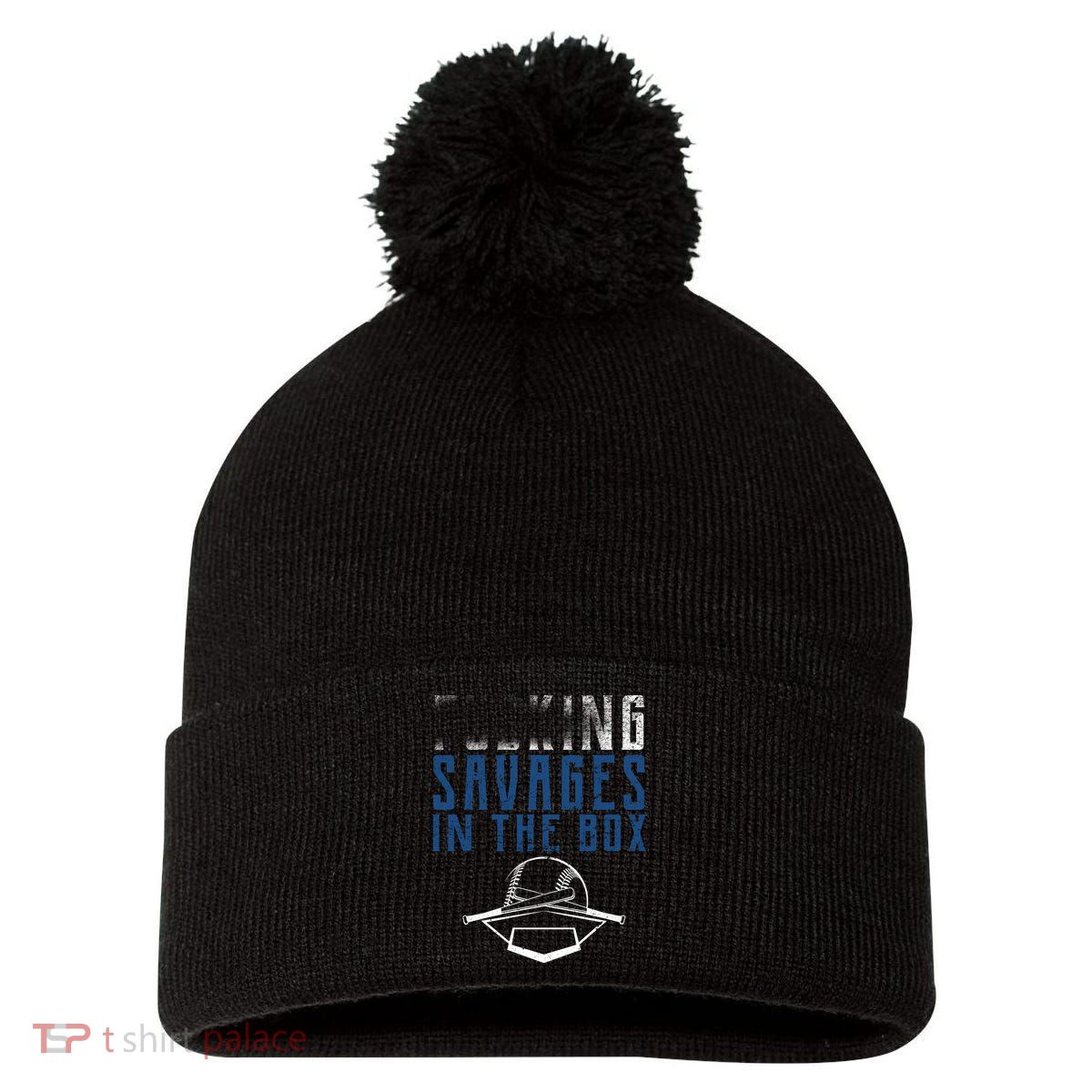 Faded F'n Savages In The Box Baseball Pom Pom 12in Knit Beanie