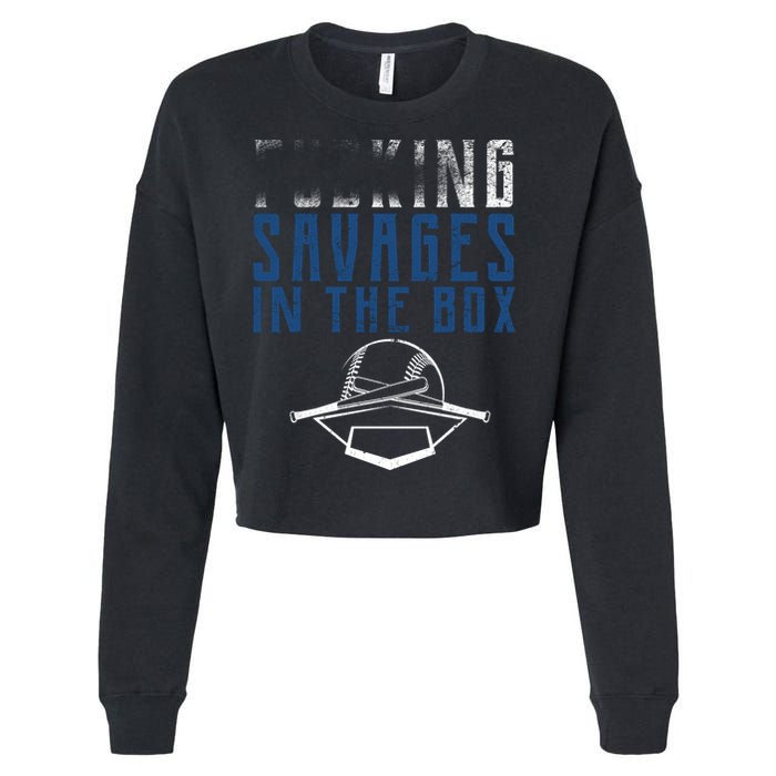 Faded F'n Savages In The Box Baseball Cropped Pullover Crew