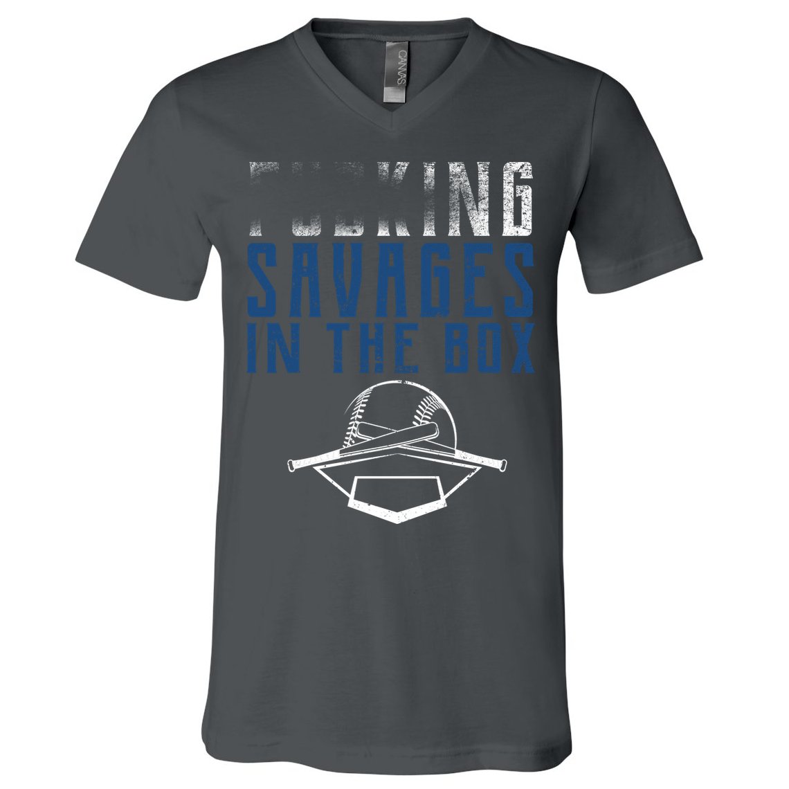 Faded F'n Savages In The Box Baseball V-Neck T-Shirt