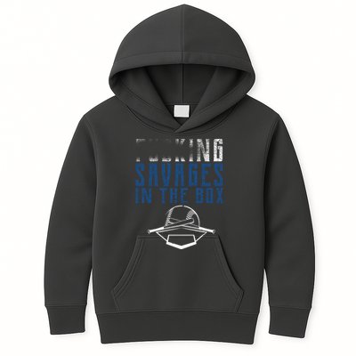 Faded F'n Savages In The Box Baseball Kids Hoodie