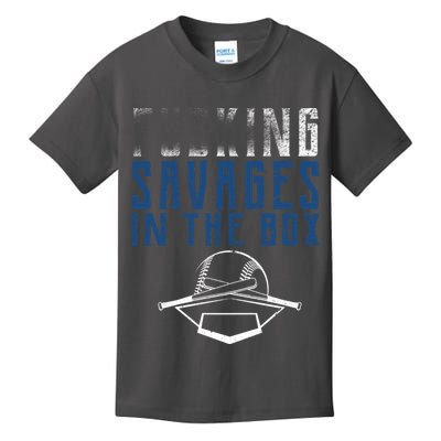 Faded F'n Savages In The Box Baseball Kids T-Shirt