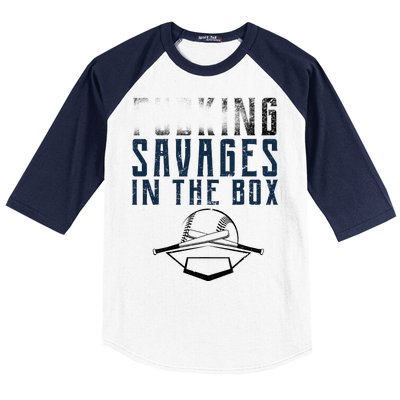 Faded F'n Savages In The Box Baseball Baseball Sleeve Shirt