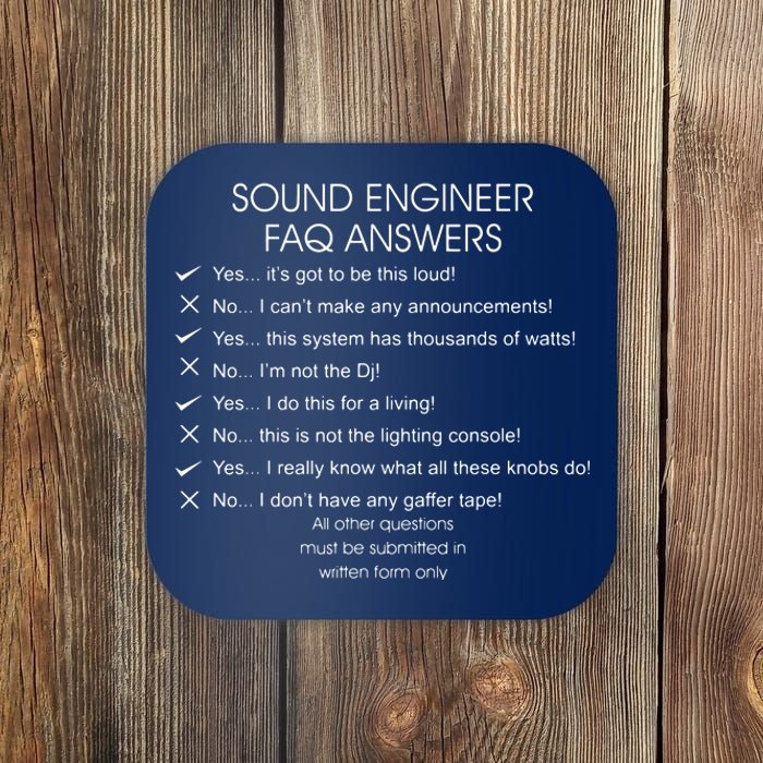 Funny Audio Engineer Definition Sound Technician Guy Gift Coaster