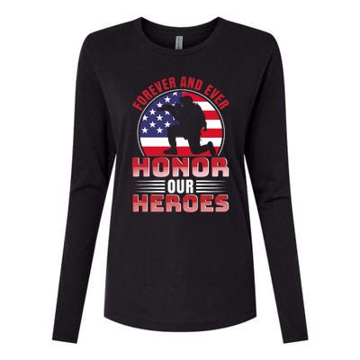 FOREVER AND EVER HONOR OUR HEROES Womens Cotton Relaxed Long Sleeve T-Shirt