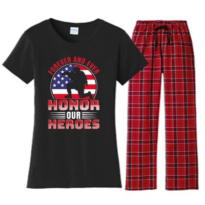 FOREVER AND EVER HONOR OUR HEROES Women's Flannel Pajama Set