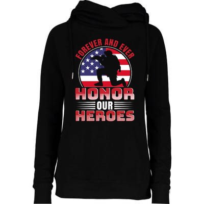 FOREVER AND EVER HONOR OUR HEROES Womens Funnel Neck Pullover Hood