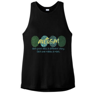 Fingerprint Autism Each Print Tells A Different Story Ladies PosiCharge Tri-Blend Wicking Tank