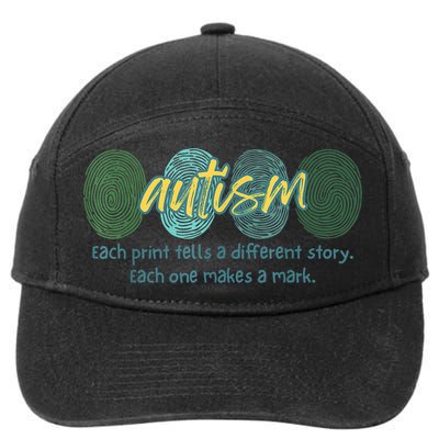 Fingerprint Autism Each Print Tells A Different Story 7-Panel Snapback Hat