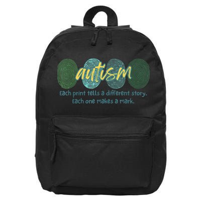 Fingerprint Autism Each Print Tells A Different Story 16 in Basic Backpack